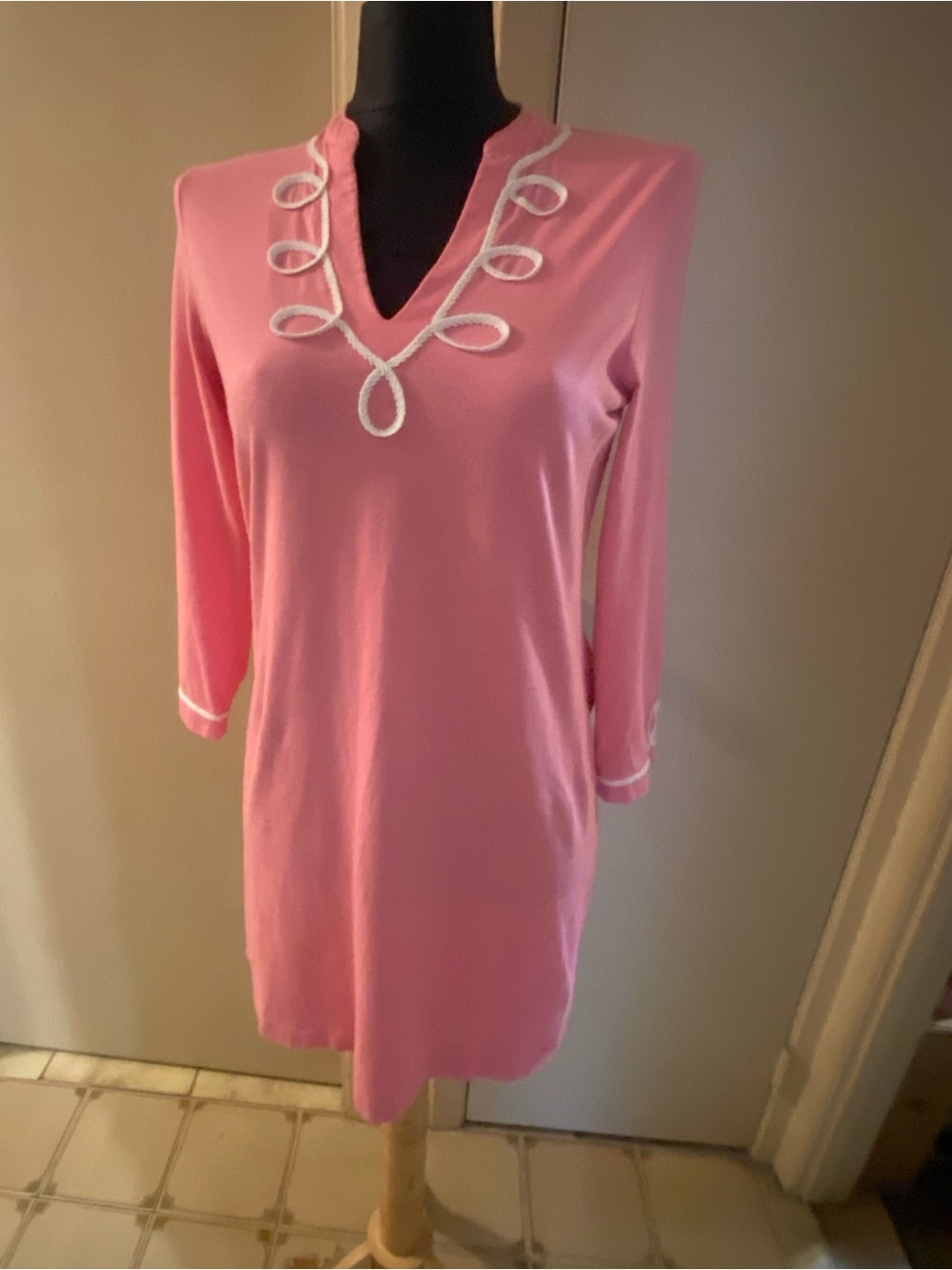 Vineyard Vines Pink Tunic Dress with White Trim
